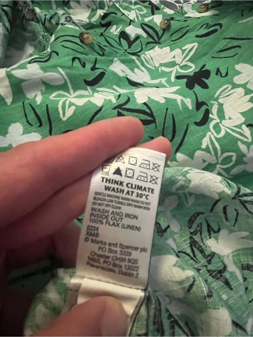 Pure Linen Floral Printed Shirt- Size 10 PTP 21 inch - Picture 10 of 11